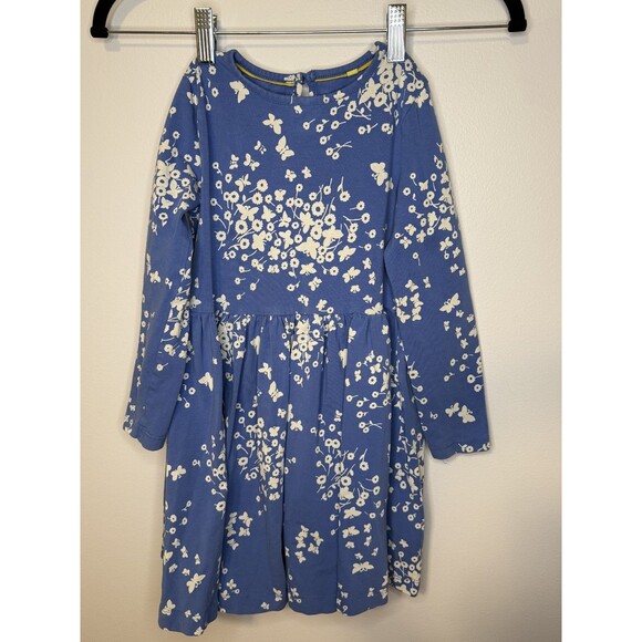 Mini Boden Other - Mini Boden Girls Blue Butterfly Flower Dress 6-7Y 122cm Long Sleeve EUC